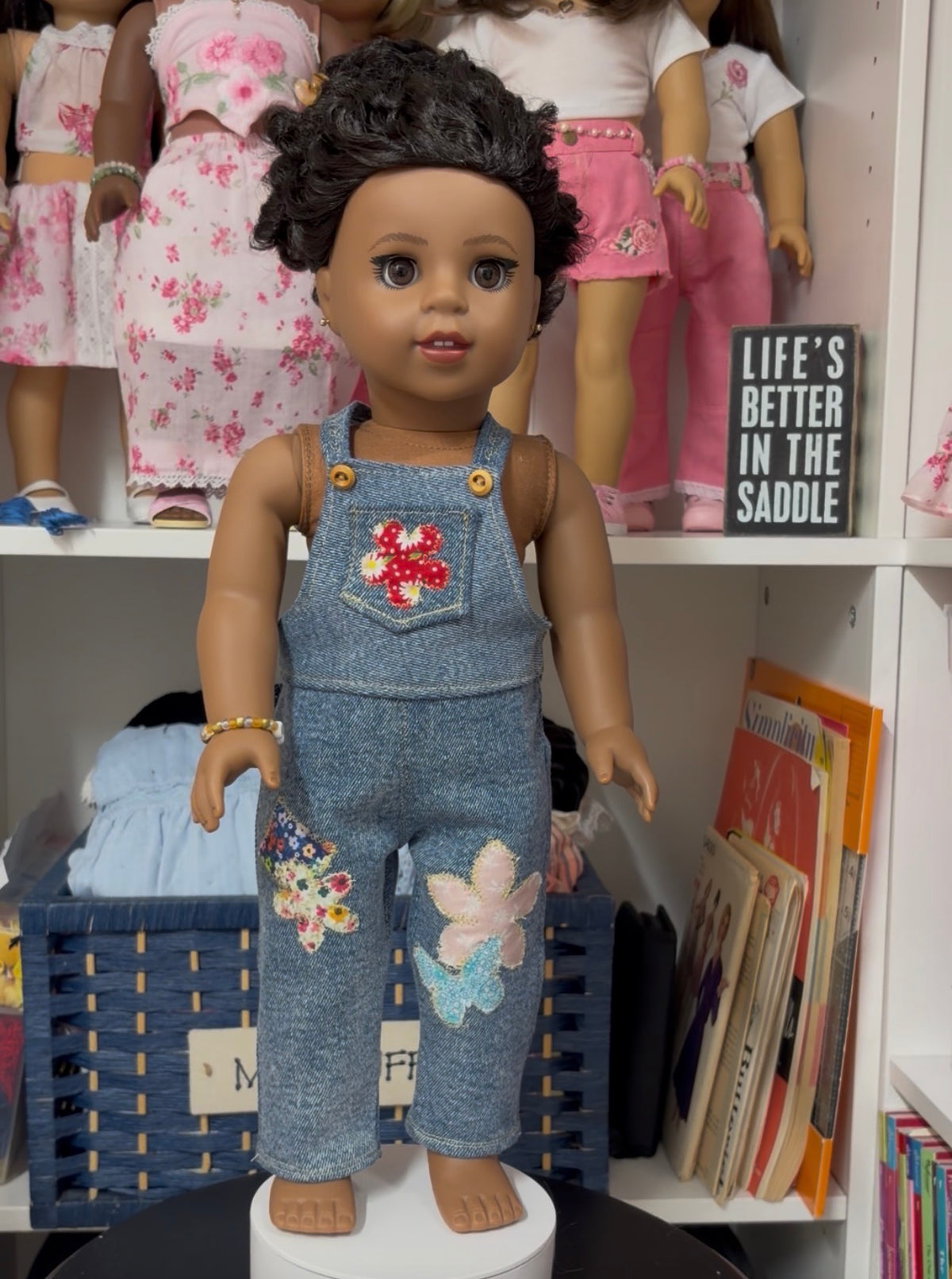 American Girl Doll Inspired Patchwork Overalls for 18" Dolls
