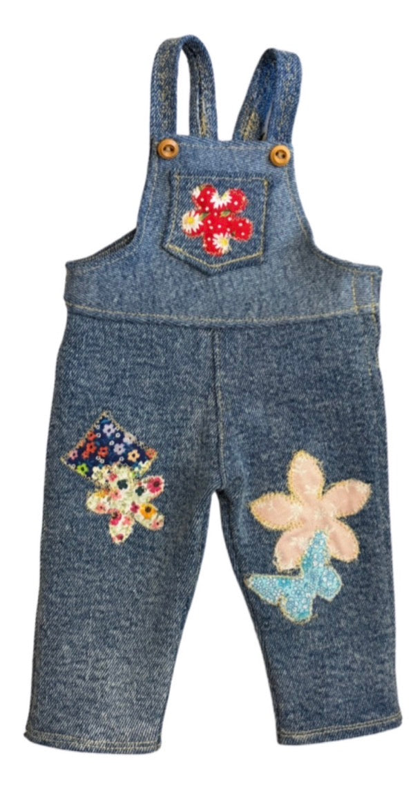 American Girl Doll Inspired Patchwork Overalls for 18" Dolls