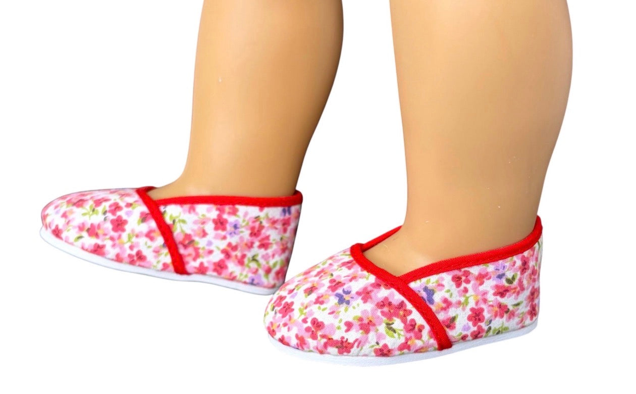 Canvas Floral Shoes for 18" American Girl Dolls