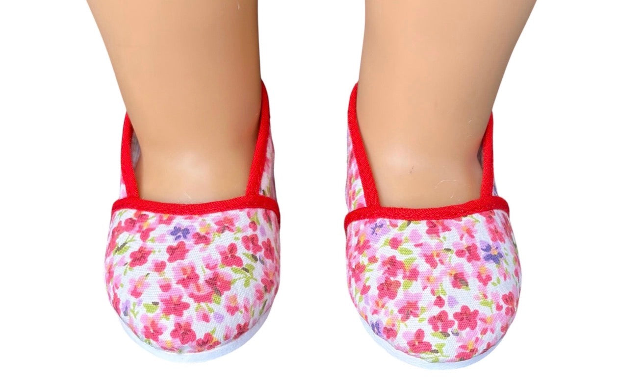 Canvas Floral Shoes for 18" American Girl Dolls
