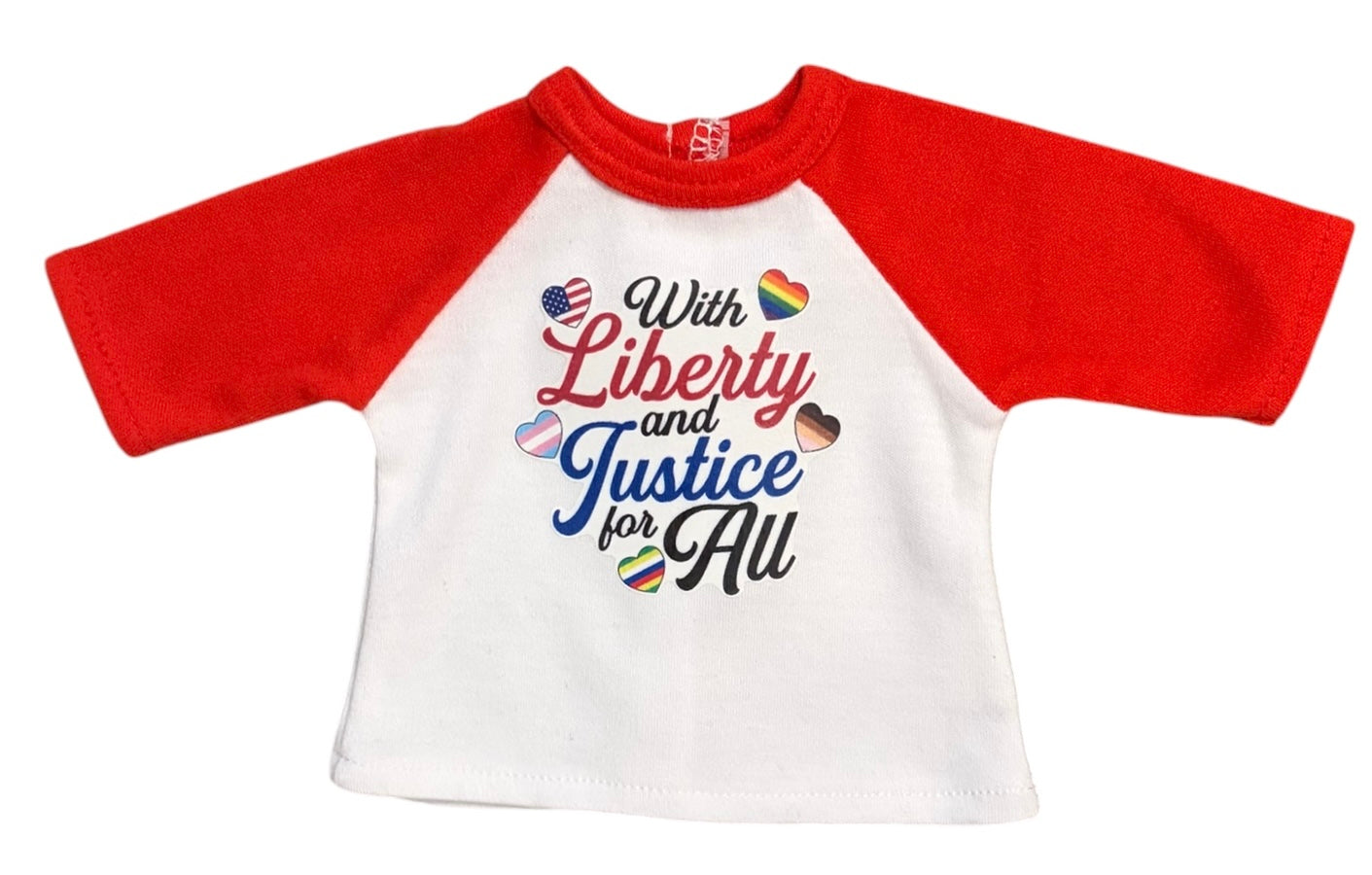 18" Doll T-Shirt -  🏳️‍🌈 LIBERTY & JUSTICE FOR ALL 🏳️‍🌈