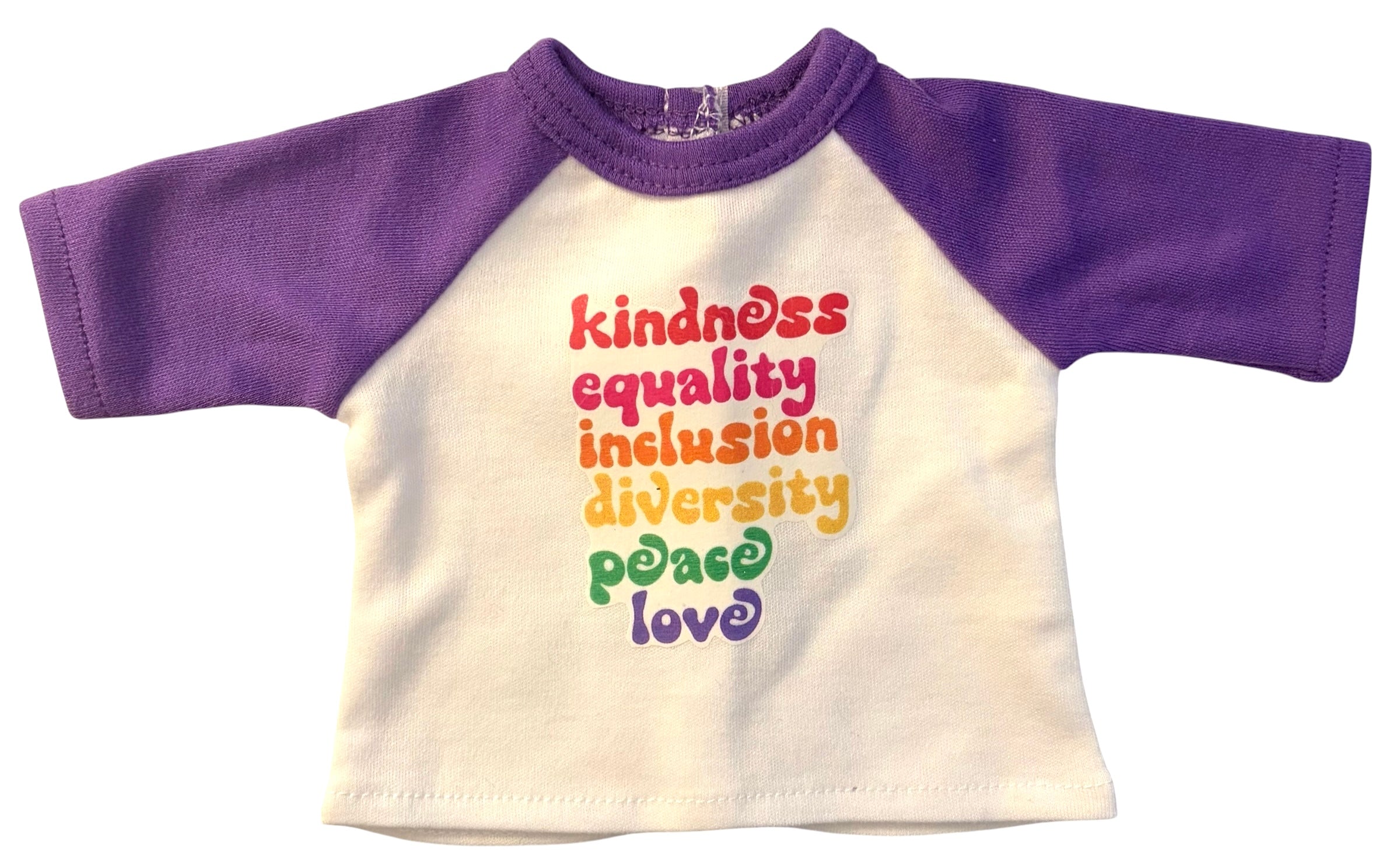 18" Doll T-Shirt -  🏳️‍🌈 Love ▪️Kindness ▪️Peace ▪️Diversity ▪️Inclusion ▪️Equality 🏳️‍🌈