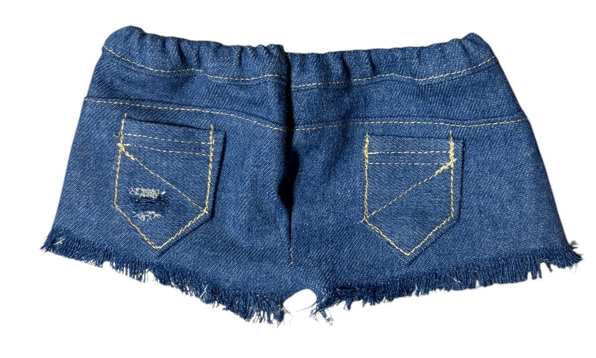 Distressed Denim Shorts with Functional Pockets for 18" Dolls