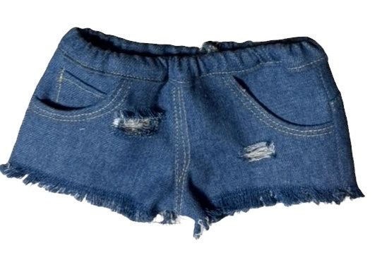 Distressed Denim Shorts with Functional Pockets for 18" Dolls