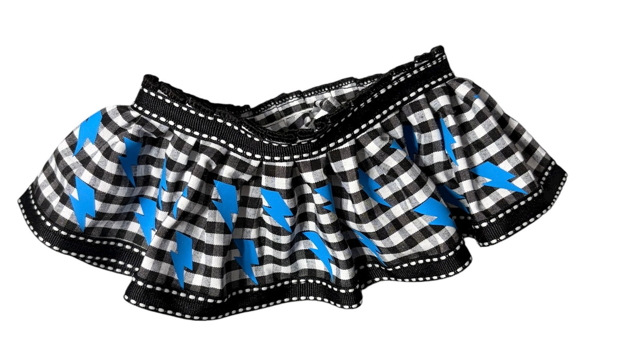 Black and White Gingham Skirt with Lightening Bolts  18" Dolls